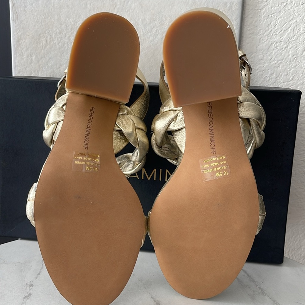 Rebecca Minkoff New Candance Gold Heels Size 10.5 - Picture 5 of 5